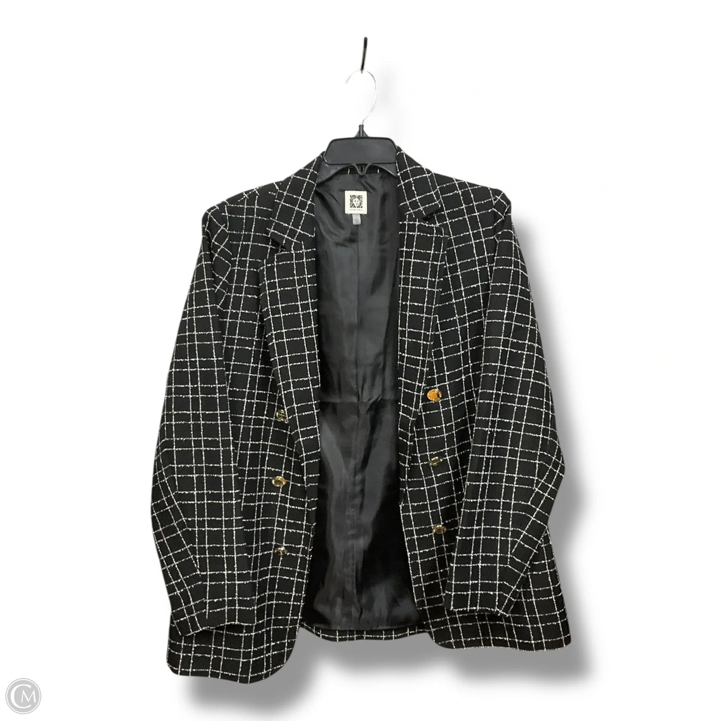 Blazer By Anne Klein In Plaid Pattern, Size: L