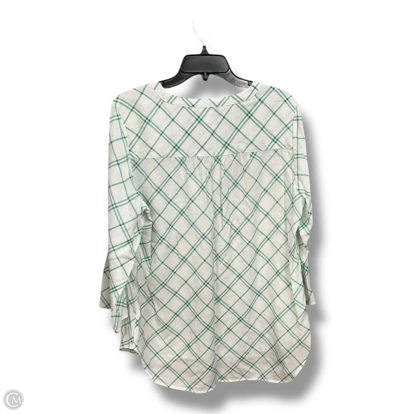 Top 3/4 Sleeve By Kim Rogers In Plaid Pattern, Size: L