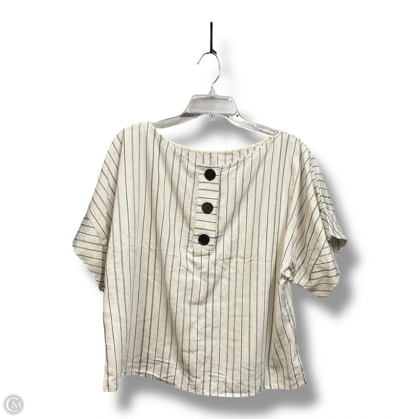 Top Short Sleeve By Zara Basic In Striped Pattern, Size: M
