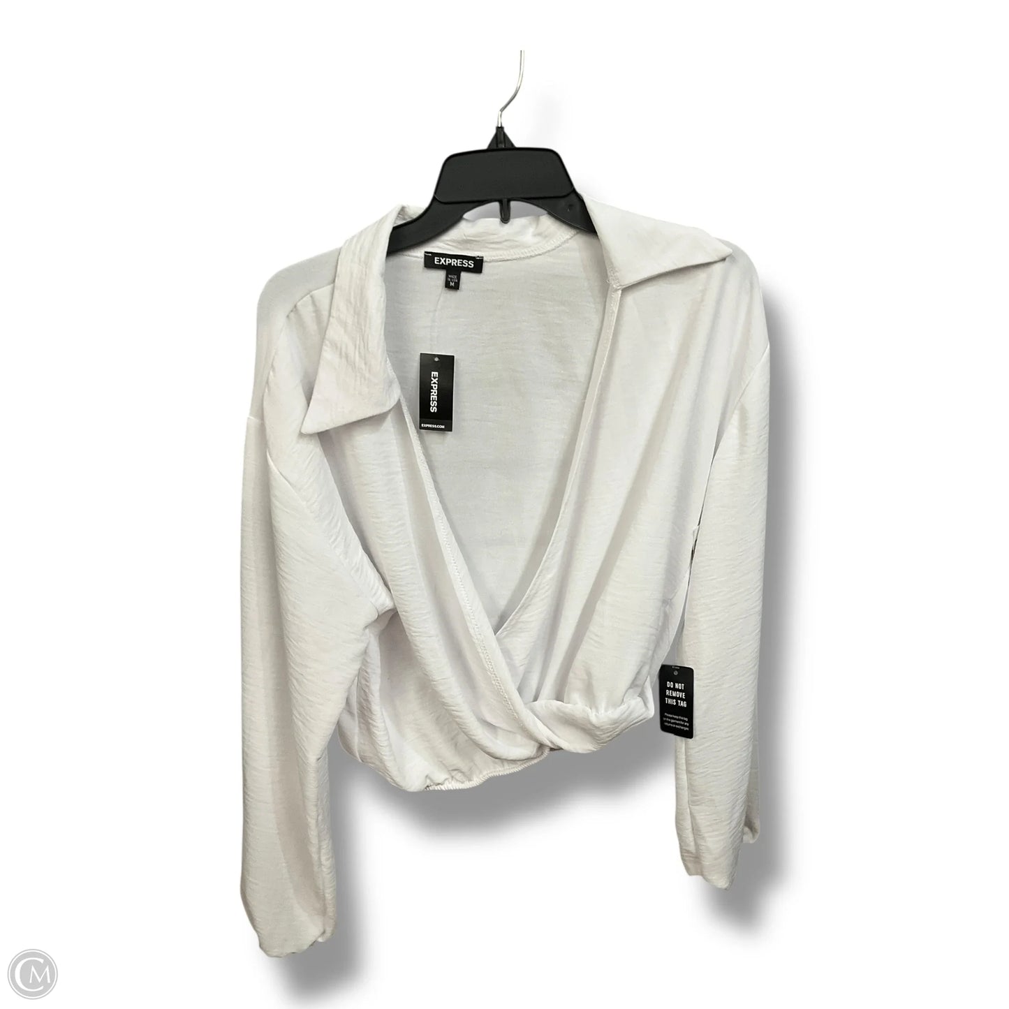 Blouse Long Sleeve By Express In White, Size: M