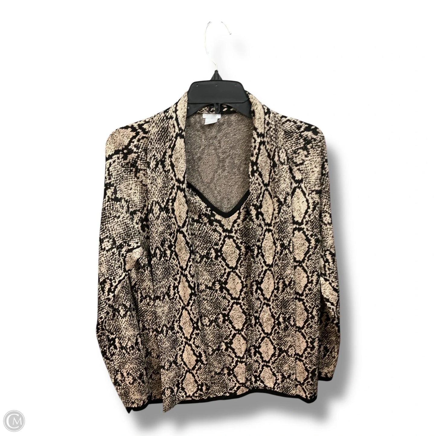 Top Long Sleeve By Chicos In Black & Brown, Size: L