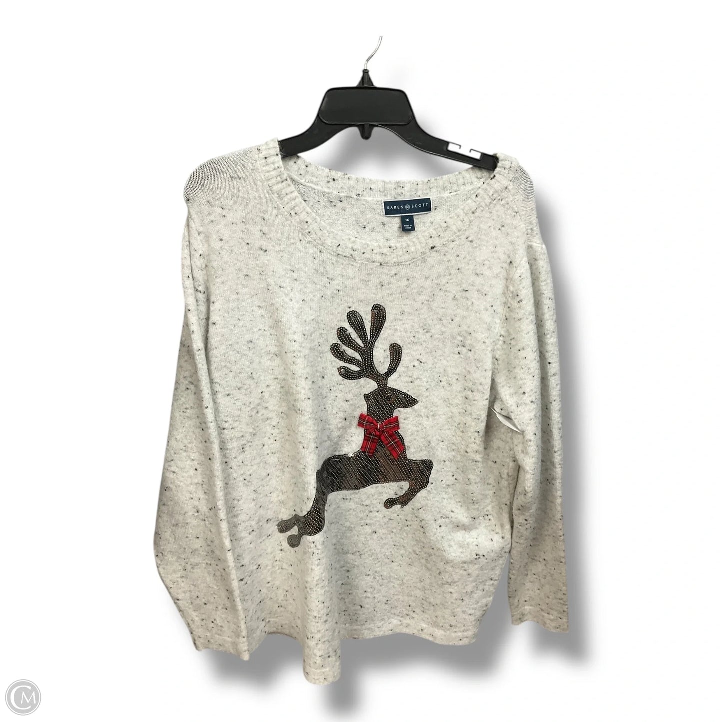 Sweater By Karen Scott In Grey, Size: 1x