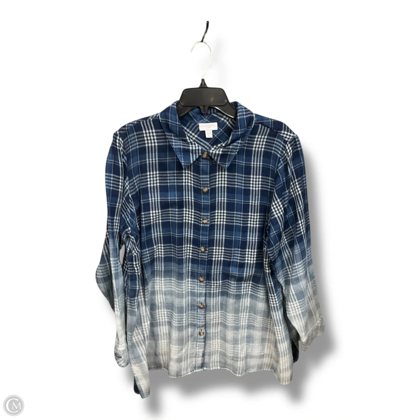 Blouse Long Sleeve By J. Jill In Plaid Pattern, Size: Xlp