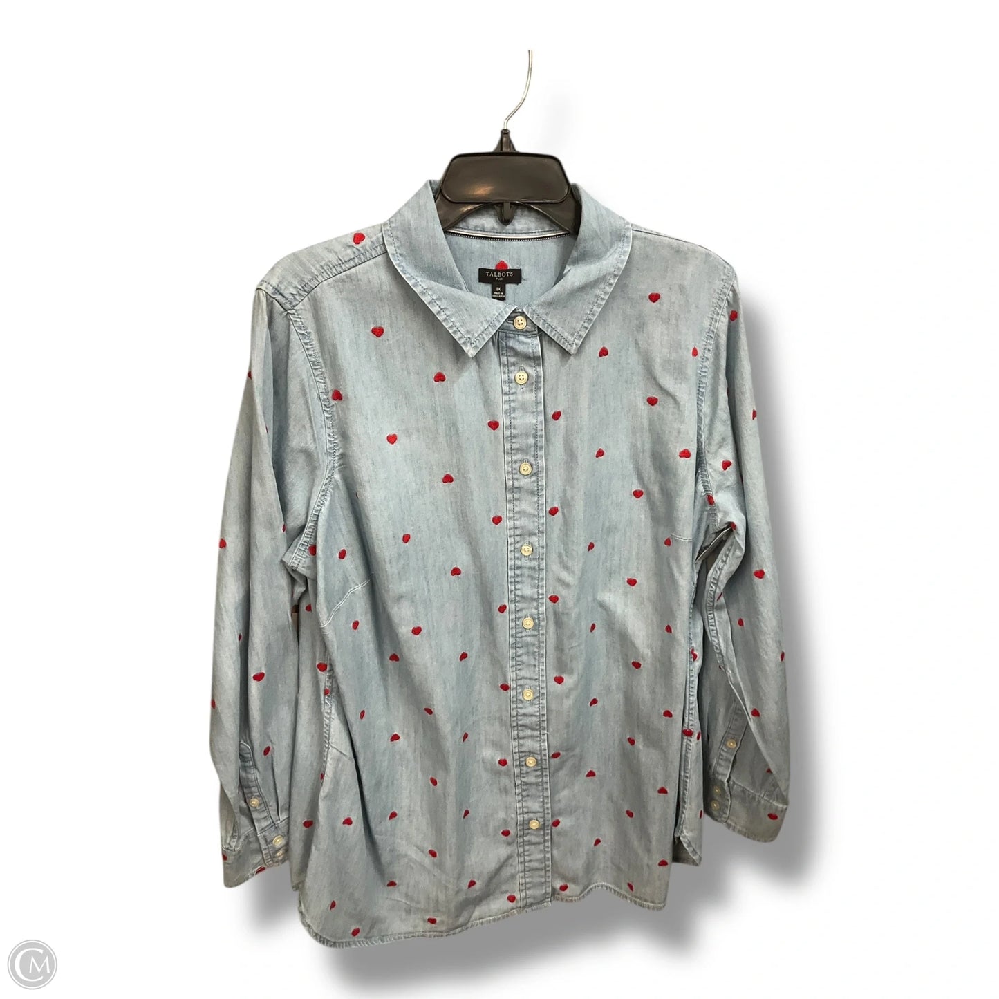 Blouse Long Sleeve By Talbots In Blue Denim, Size: 1x