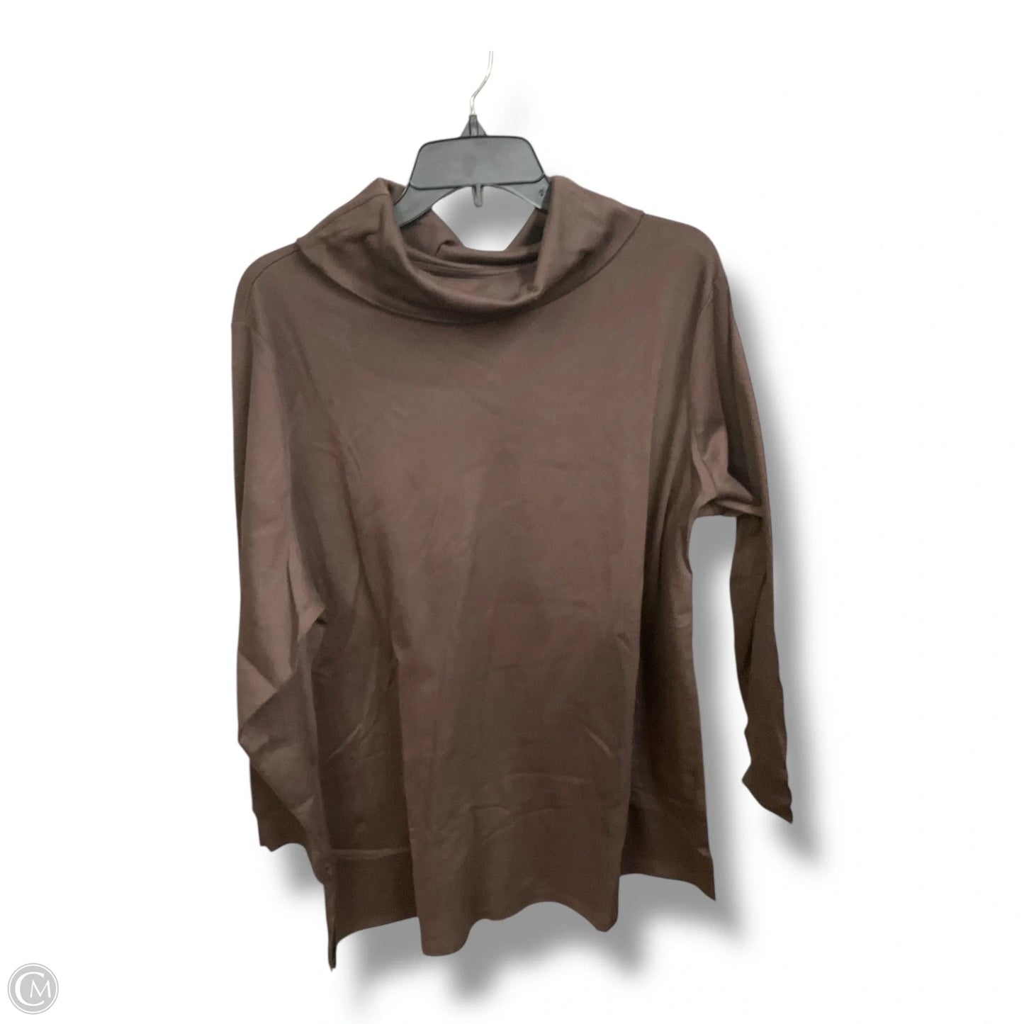 Top Long Sleeve Basic By D&co. In Brown, Size: 2x
