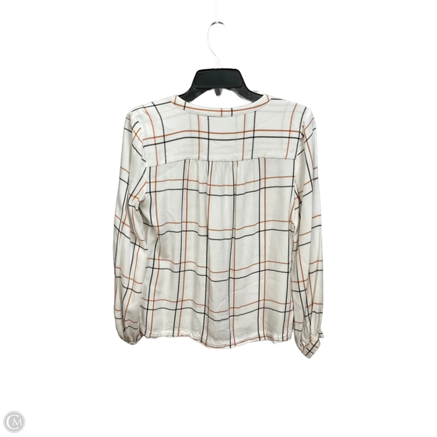 Top Long Sleeve By Loft In Plaid Pattern, Size: Xs
