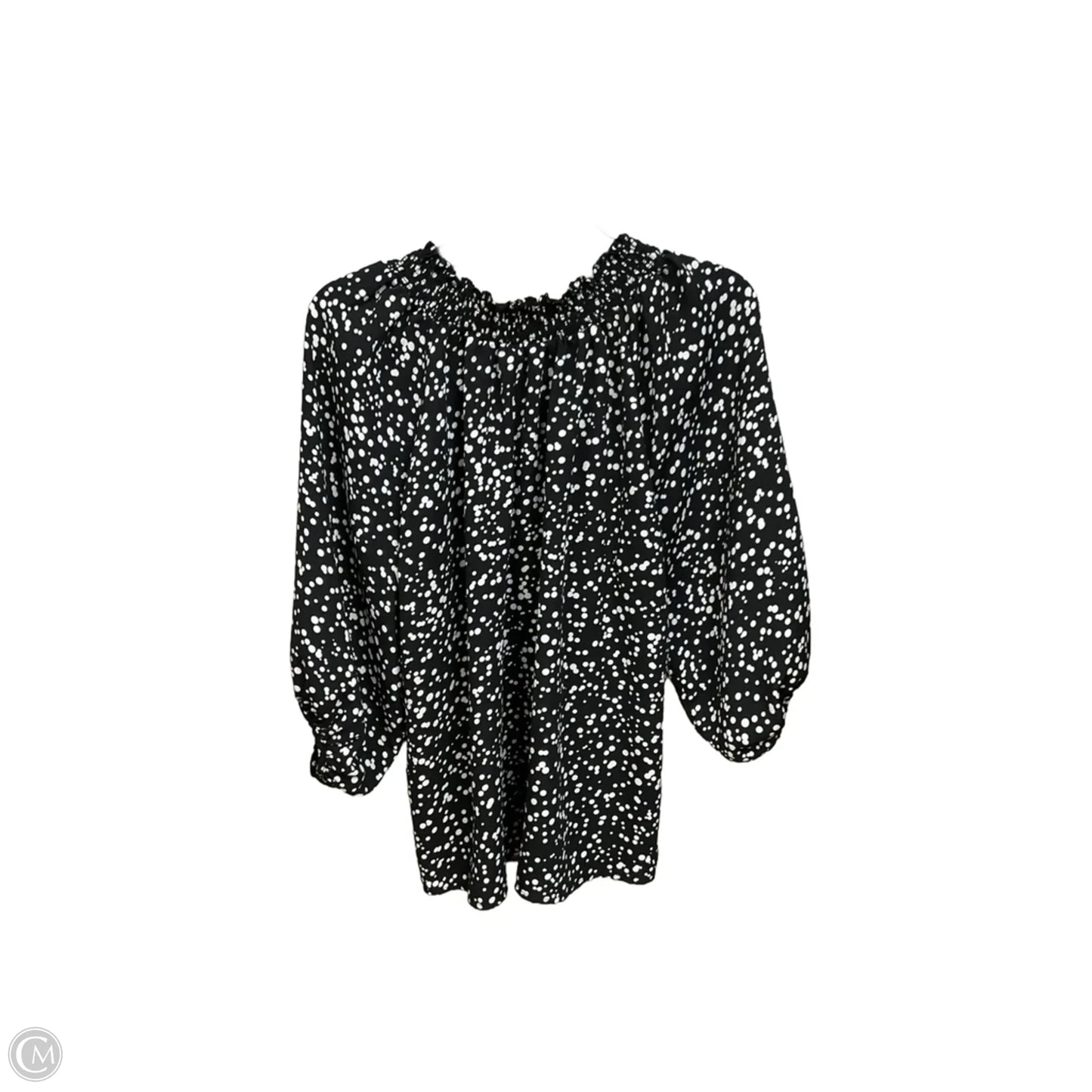 Blouse Long Sleeve By Adrienne Vittadini In Polkadot Pattern, Size: Xl