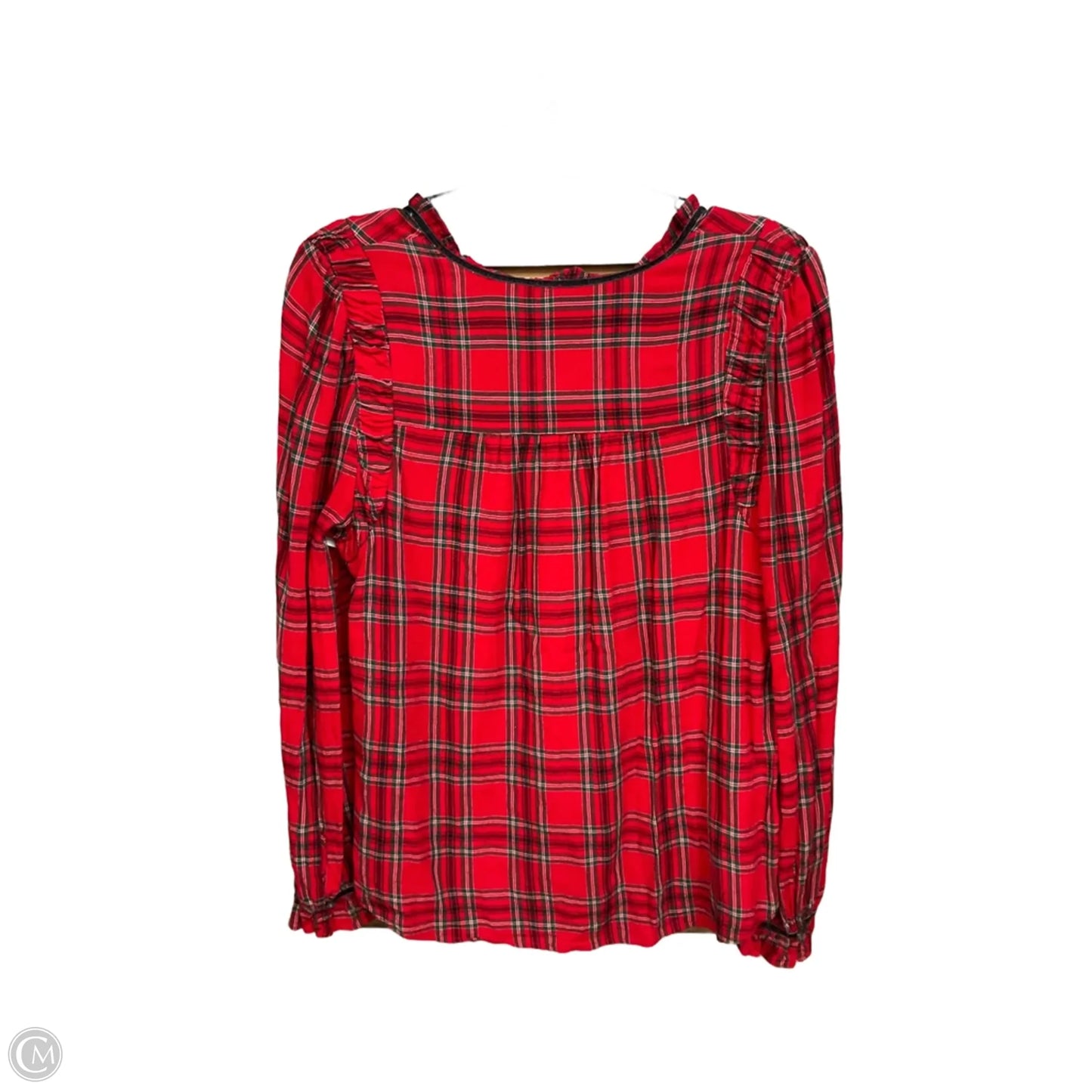 Top Long Sleeve By Loft In Plaid Pattern, Size: M