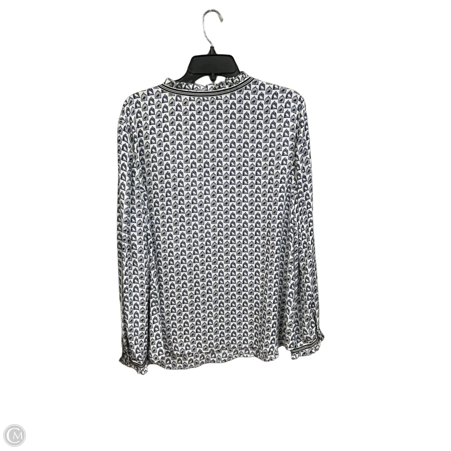 Blouse Long Sleeve By Talbots In Blue & White, Size: Xl