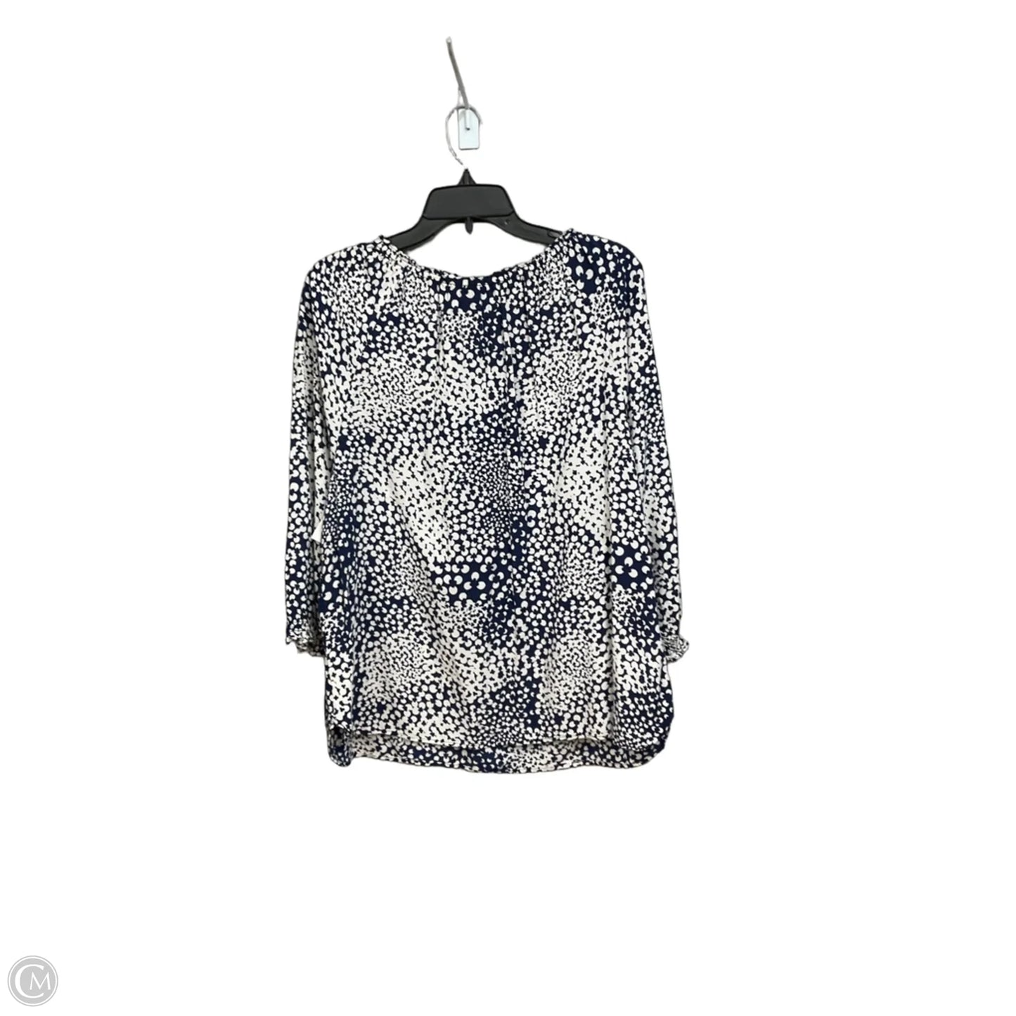 Top Long Sleeve By Talbots In Blue & White, Size: Xl