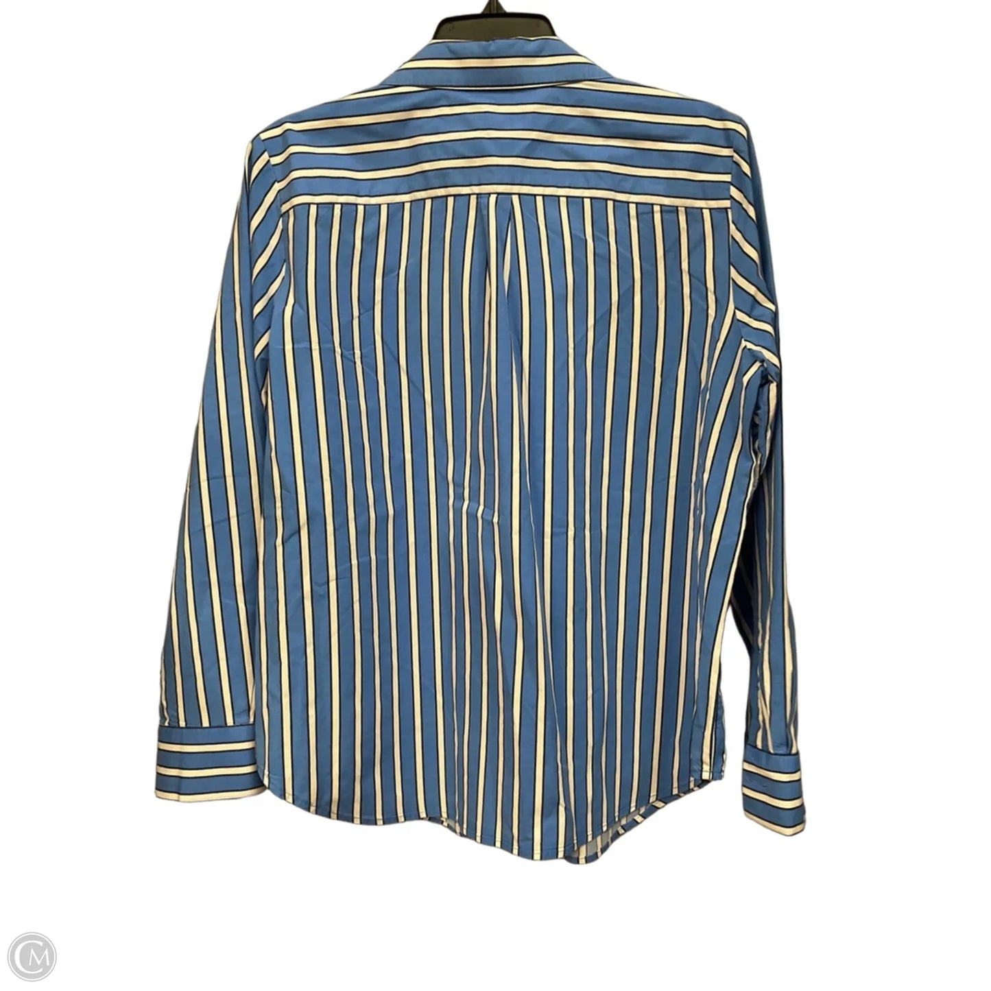 Top Long Sleeve By Ann Taylor In Blue & White, Size: L