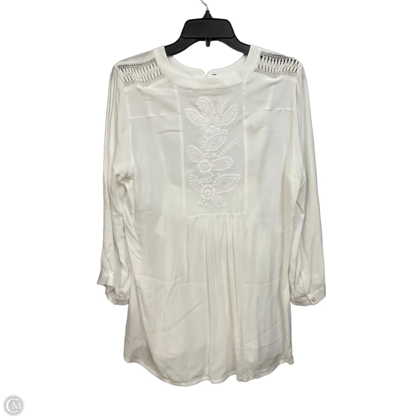 Blouse Long Sleeve By Soft Surroundings In White, Size: M