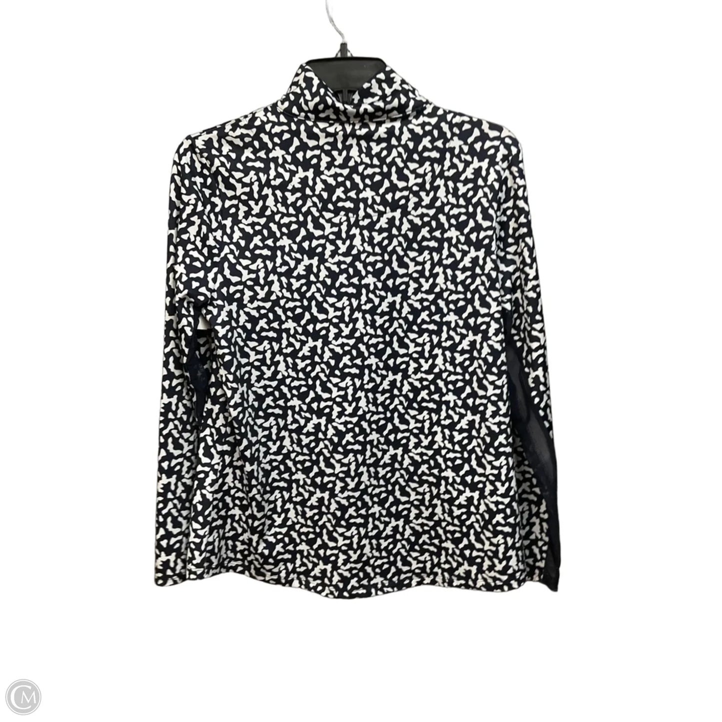 Athletic Top Long Sleeve Collar By Chicos In Blue & White, Size: M