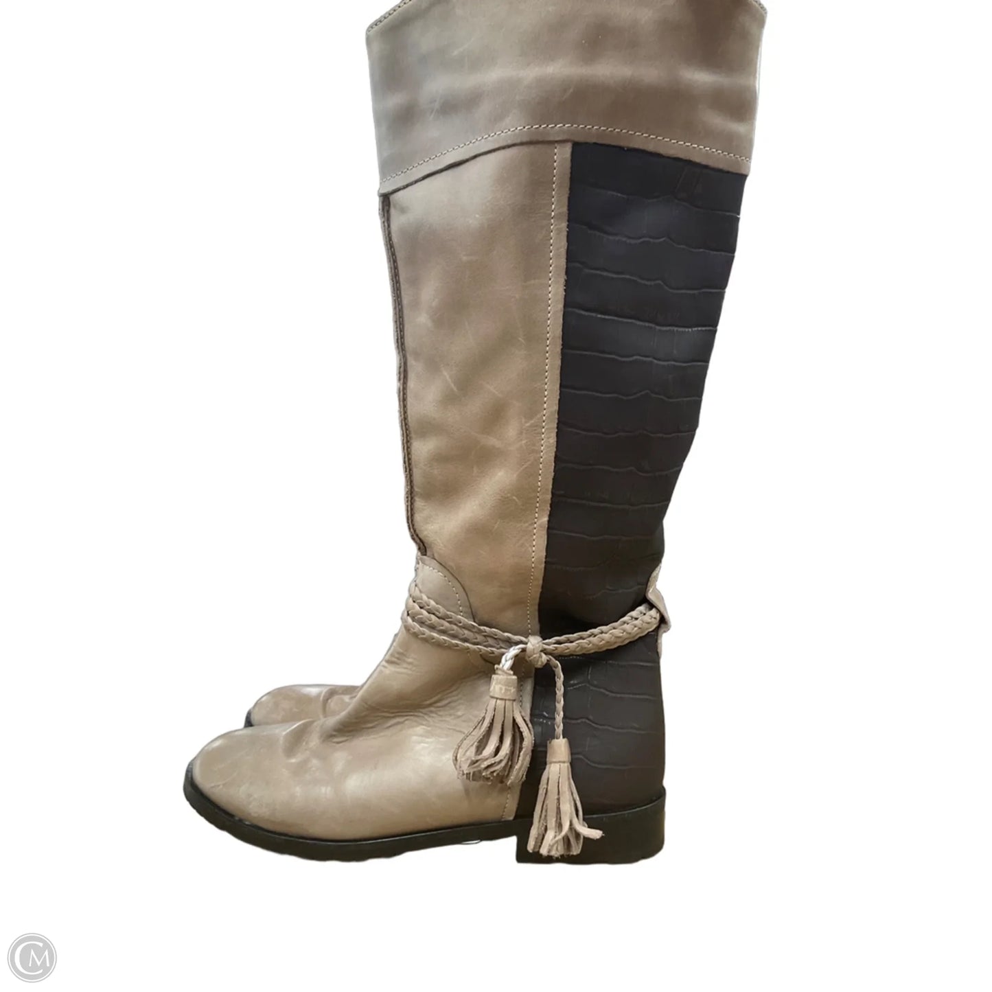 Boots Knee Flats By Clothes Mentor In Brown & Tan, Size: 8.5