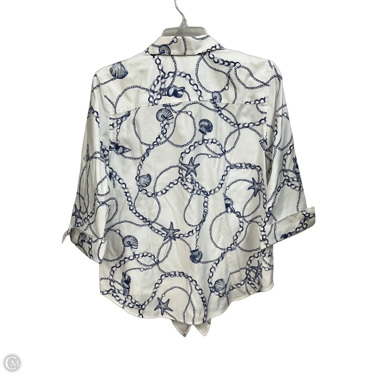 Top Long Sleeve By Chicos In Blue & White, Size: S
