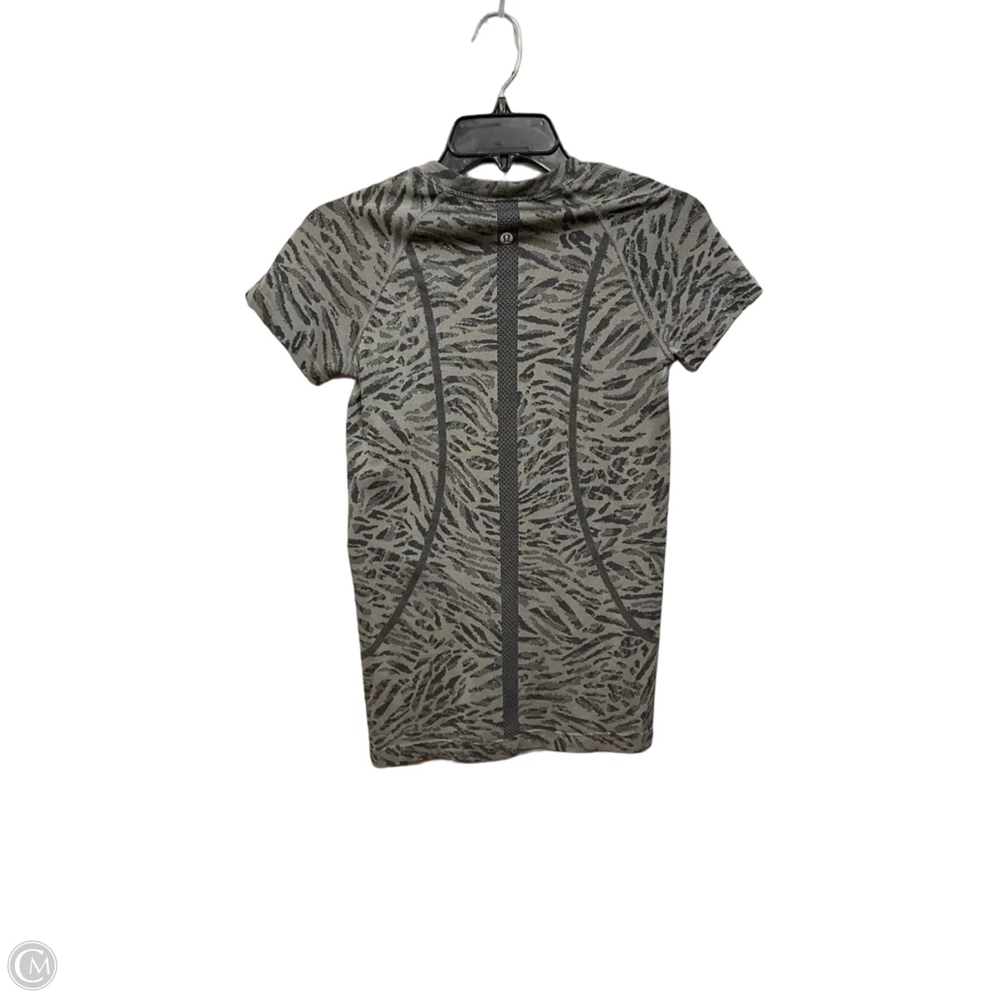 Athletic Top Short Sleeve By Lululemon In Black & Grey, Size: S