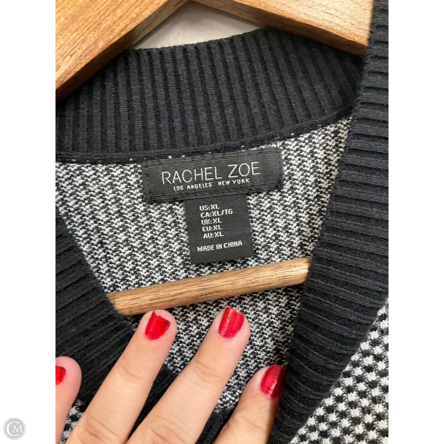 Vest Sweater By Rachel Zoe In Checkered Pattern, Size: Xl