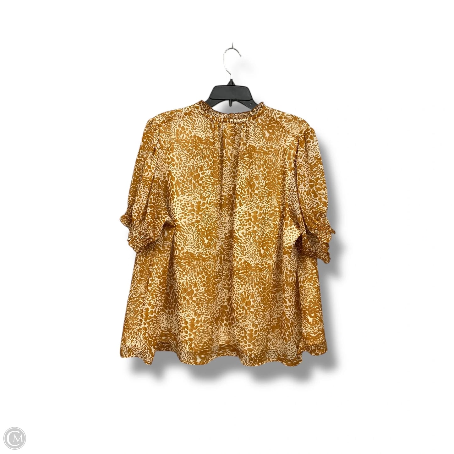 Top Short Sleeve By Ava & Viv In Brown & White, Size: 1x