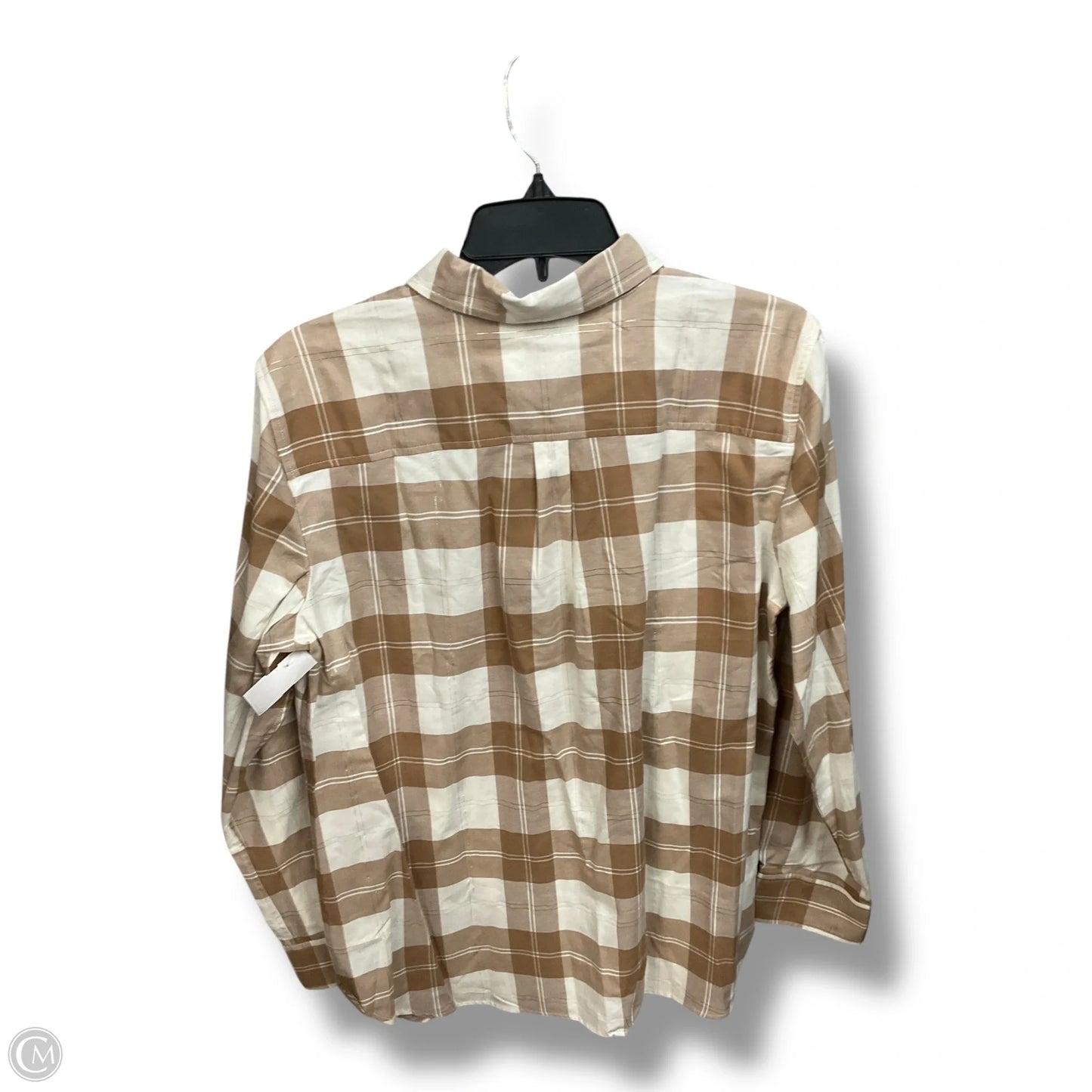 Blouse Long Sleeve By Talbots In Plaid Pattern, Size: L