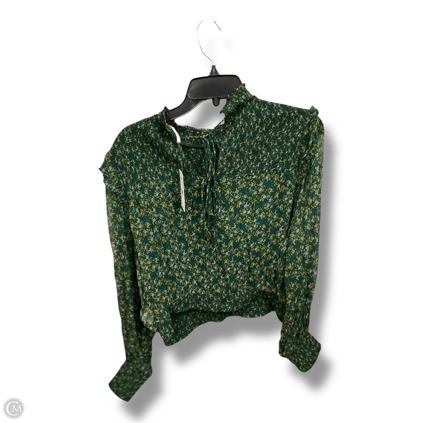 Blouse Long Sleeve By Free People In Green & Yellow, Size: M