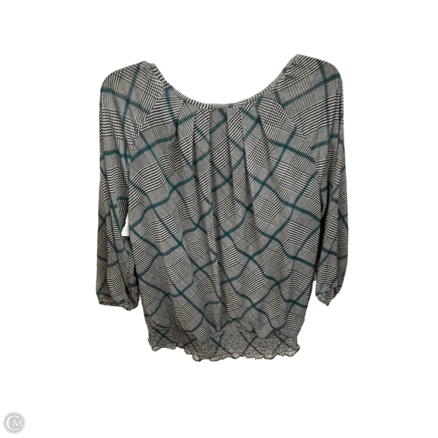 Blouse 3/4 Sleeve By Christopher And Banks In Plaid Pattern, Size: L