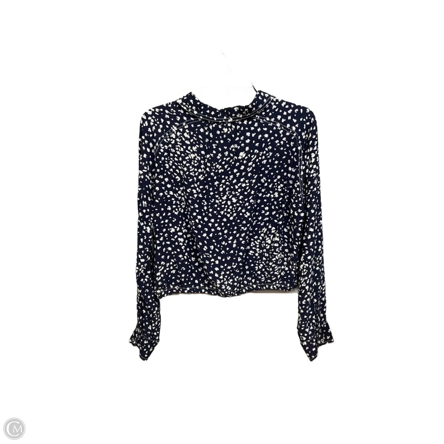 Blouse Long Sleeve By Free People In Blue & White, Size: M
