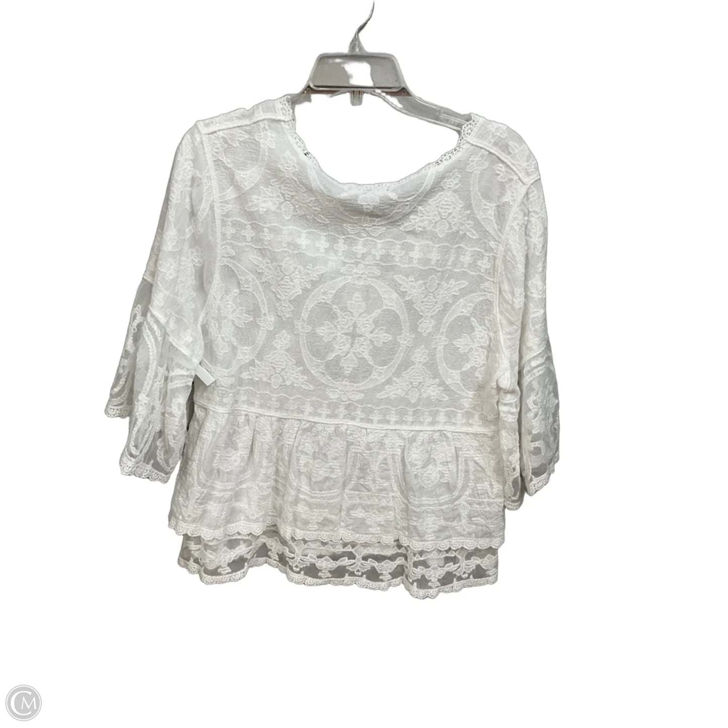 Top 3/4 Sleeve By Democracy In White, Size: L