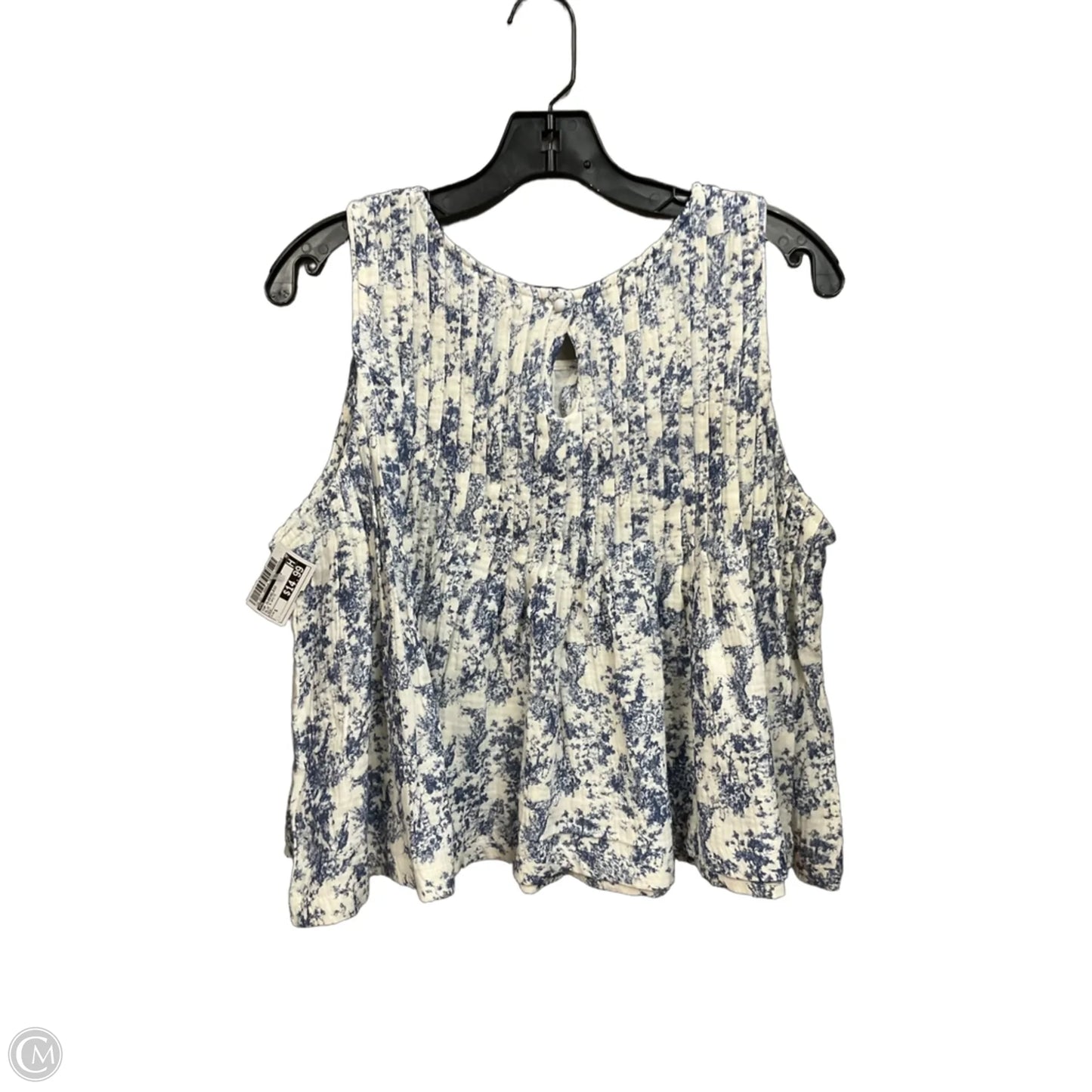 Top Sleeveless By Pol In Blue & White, Size: S