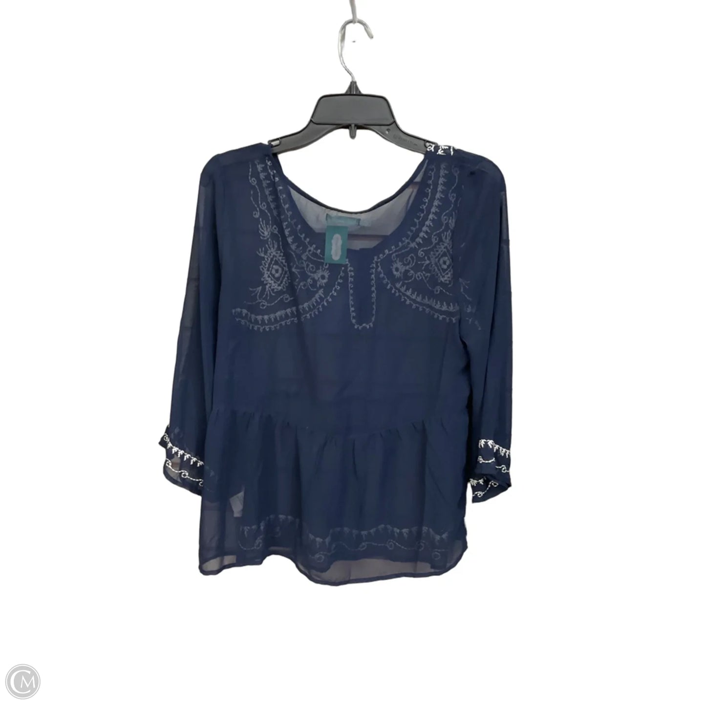 Blouse 3/4 Sleeve By Maurices In Navy, Size: L