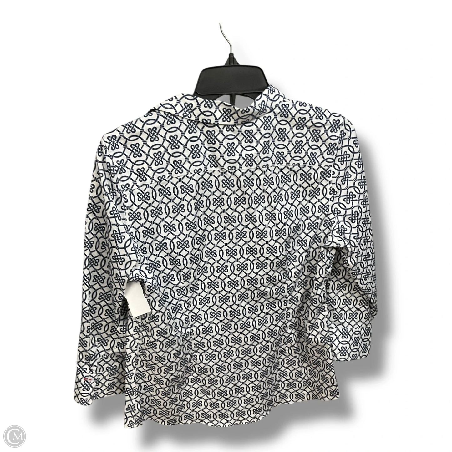 Blouse Long Sleeve By Talbots In Blue & White, Size: Lp