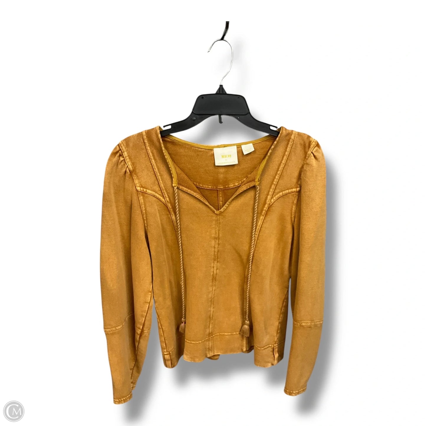 Top Long Sleeve By Anthropologie In Tan, Size: M