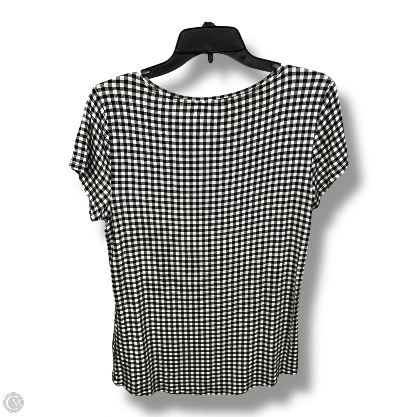 Top Short Sleeve By White House Black Market In Checkered Pattern, Size: L