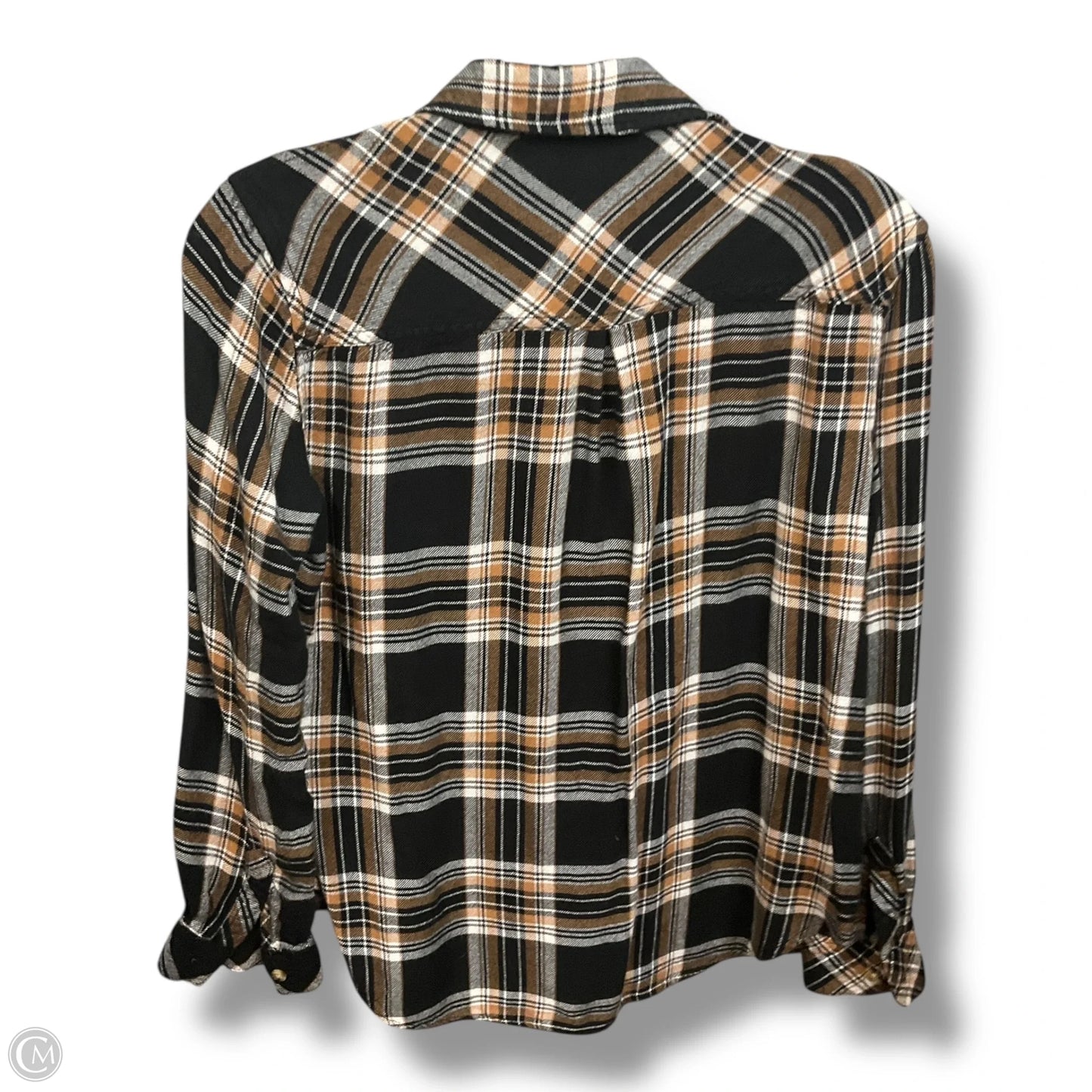 Top Long Sleeve By Workshop In Black & Tan, Size: S