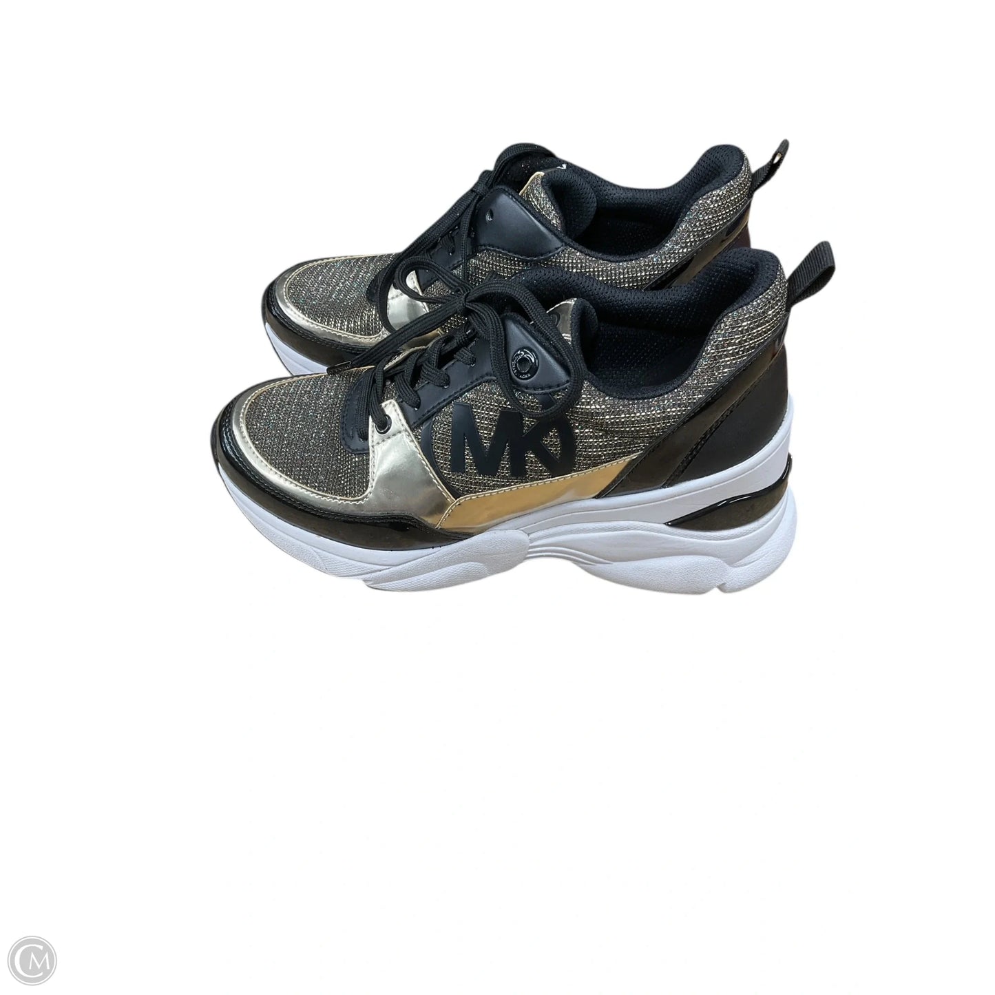 Shoes Designer By Michael Kors In Black & Gold, Size: 8.5