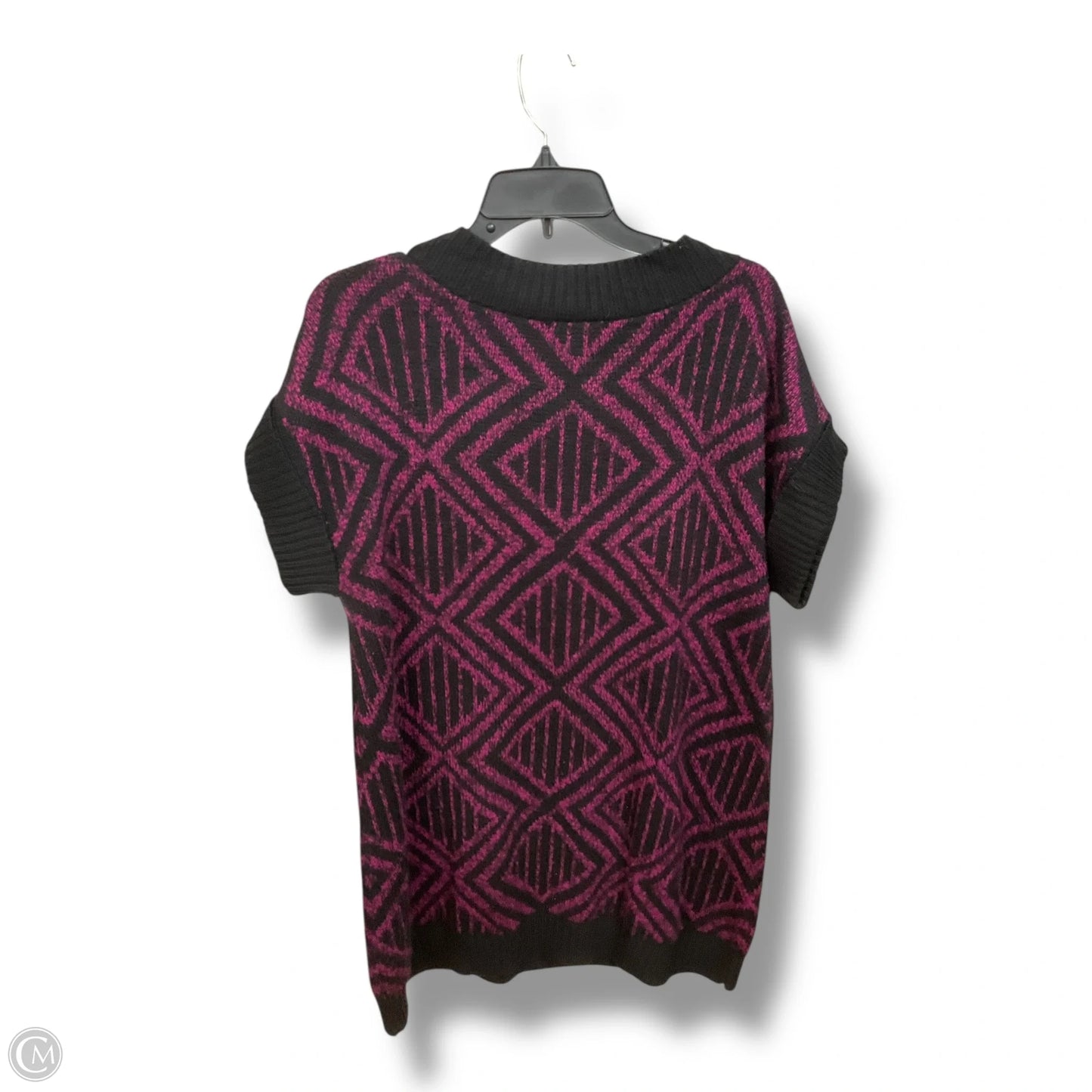 Sweater Short Sleeve By Alfani In Black & Pink, Size: Xl