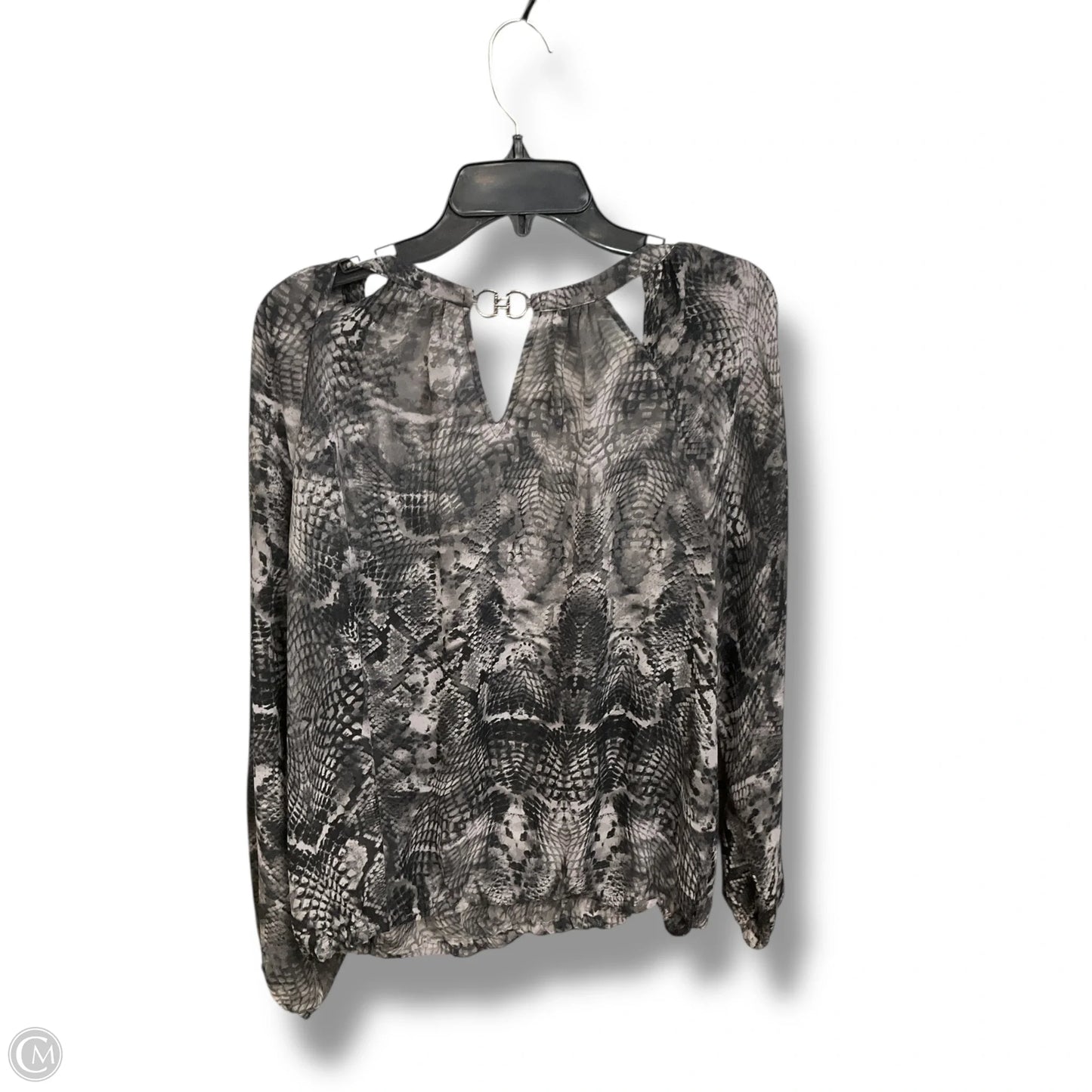 Blouse Long Sleeve By Jennifer Lopez In Snakeskin Print, Size: L