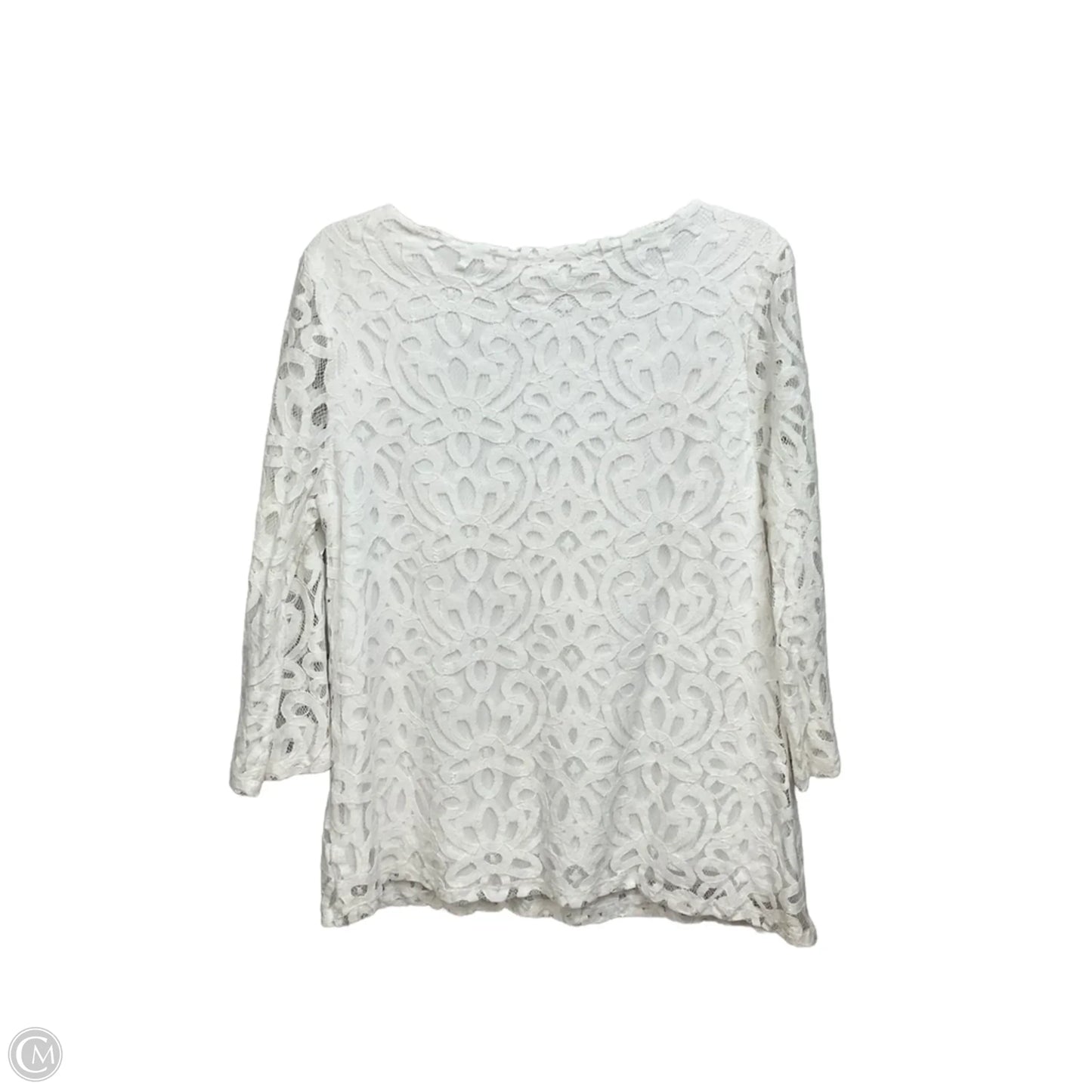 Top 3/4 Sleeve By Charter Club In White, Size: L