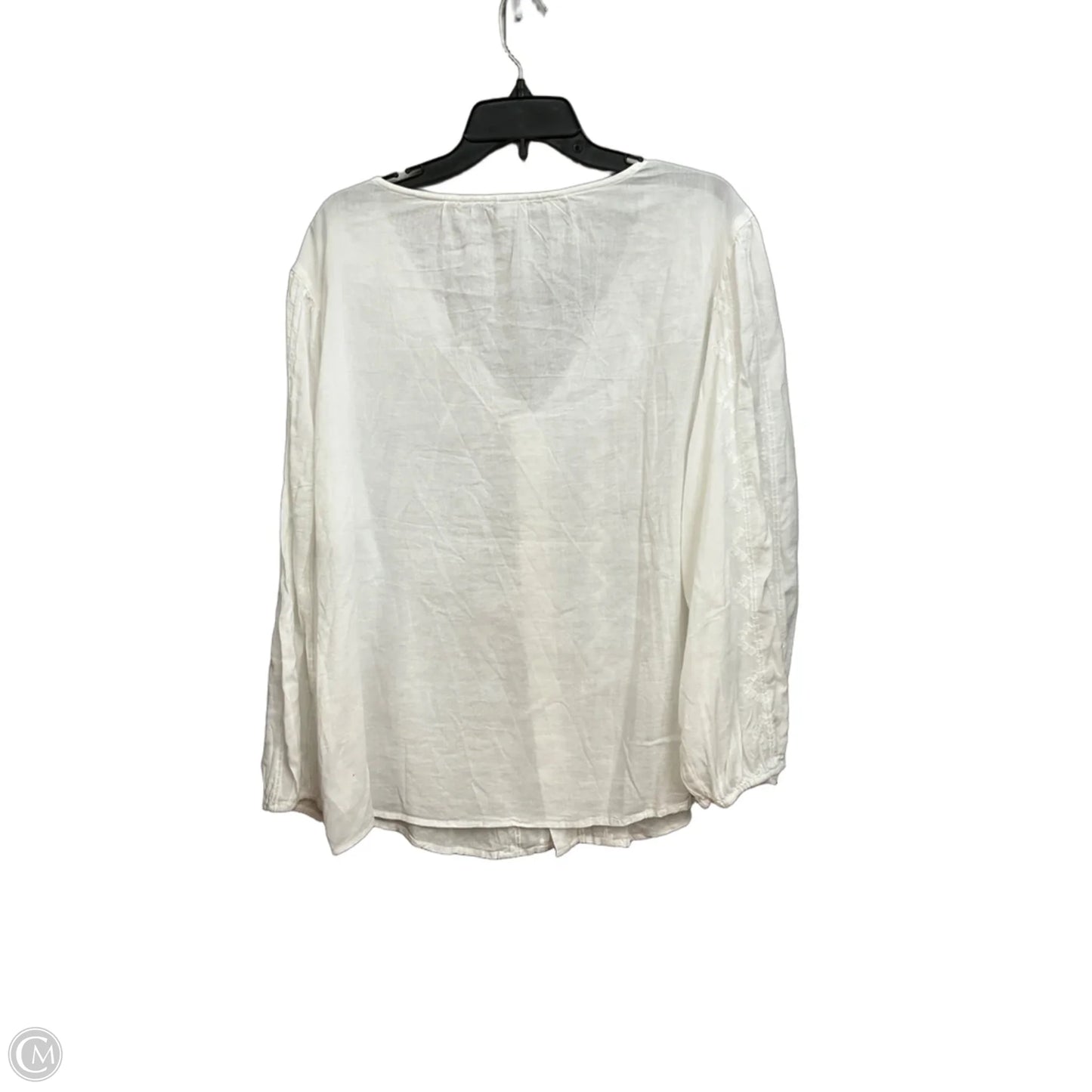 Blouse Long Sleeve By Old Navy In White, Size: L