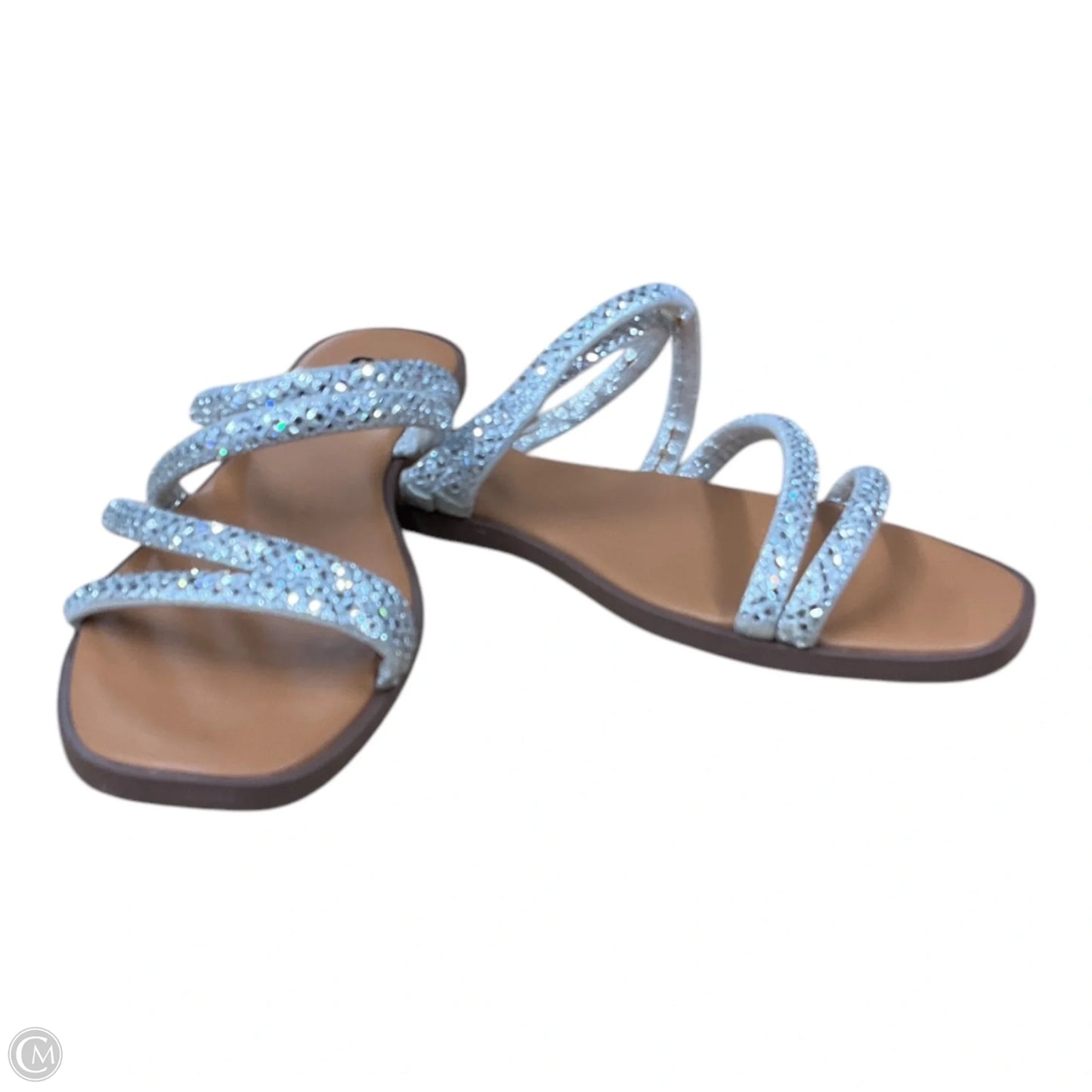 Sandals Flats By Clothes Mentor In Silver, Size: 9