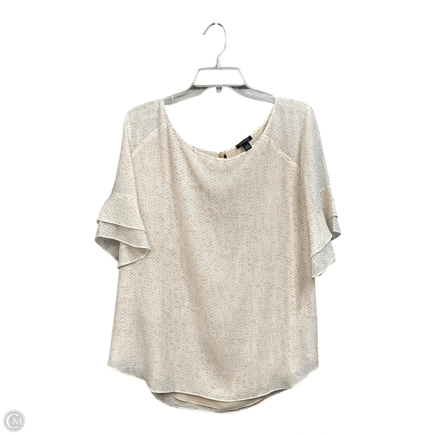Top Short Sleeve By Ann Taylor In Tan & White, Size: Xxl