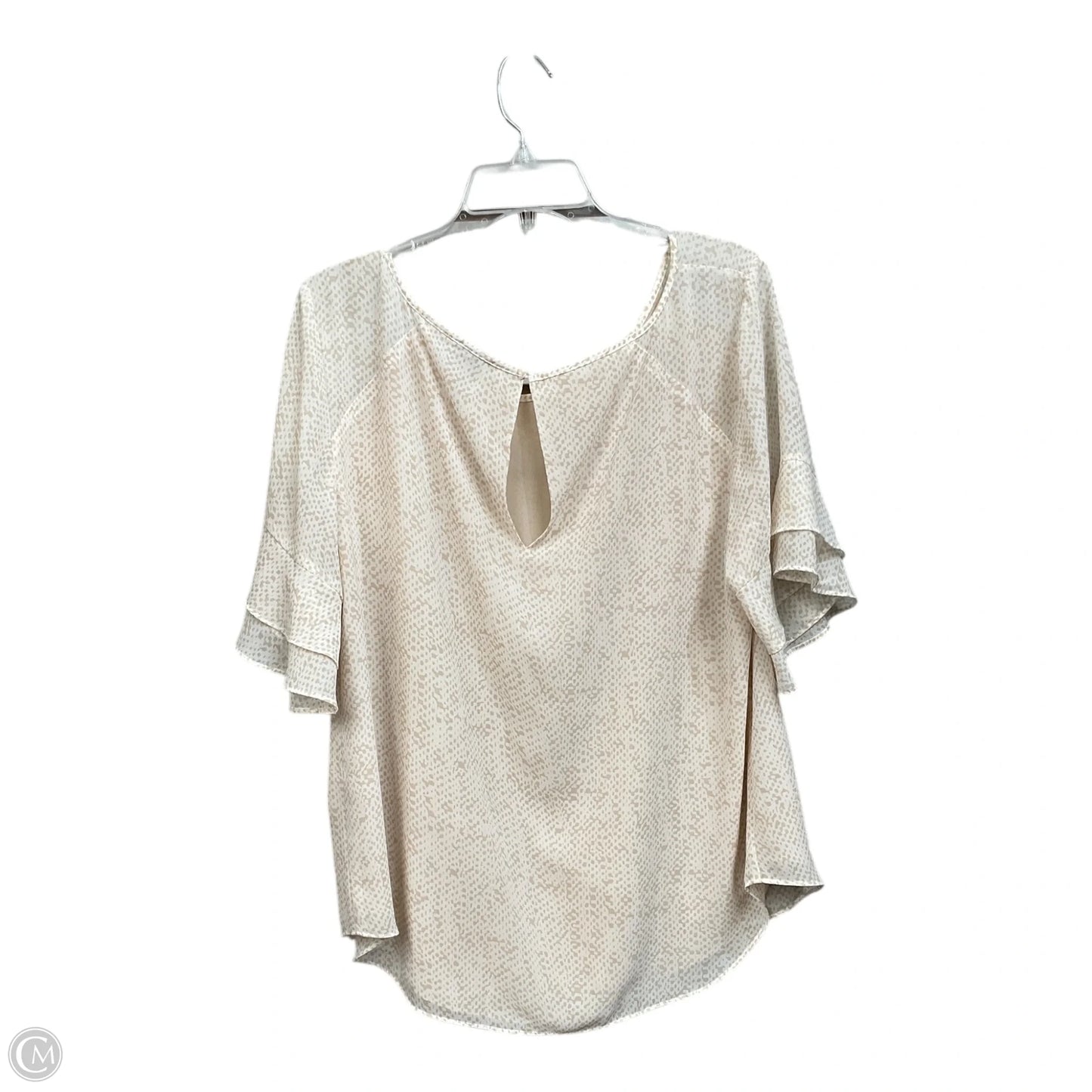 Top Short Sleeve By Ann Taylor In Tan & White, Size: Xxl