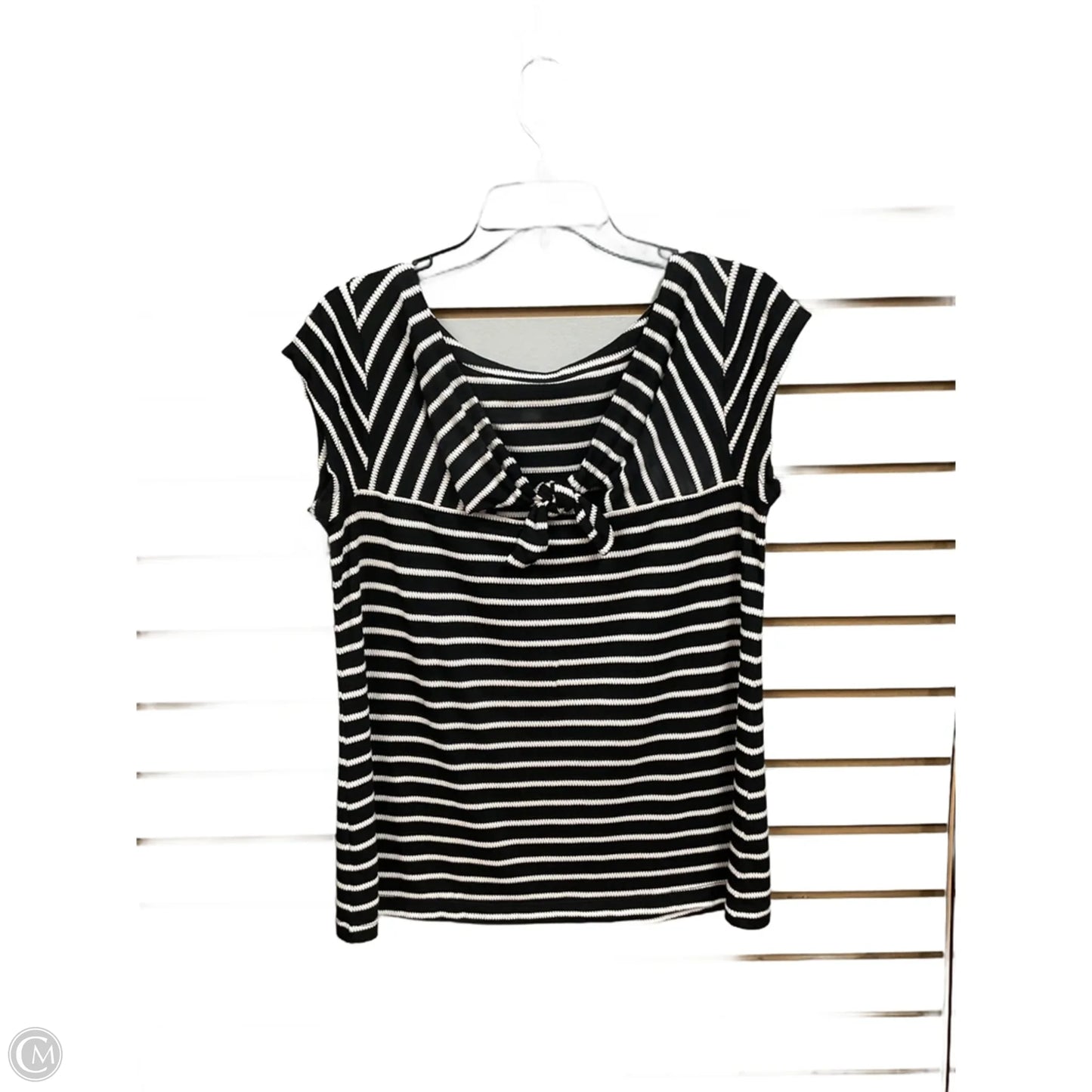 Top Short Sleeve By Loft In Black & White, Size: M