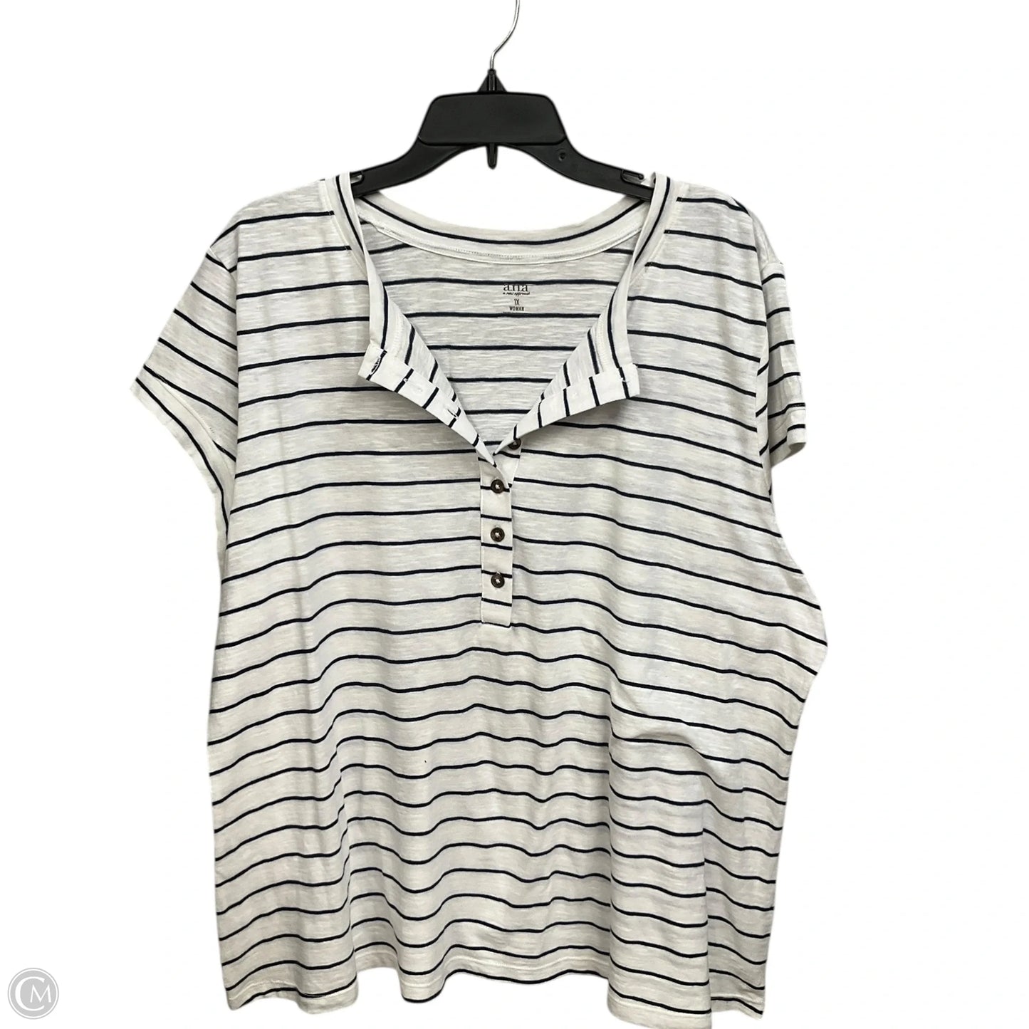 Top Short Sleeve By Ana In Striped Pattern, Size: 1x