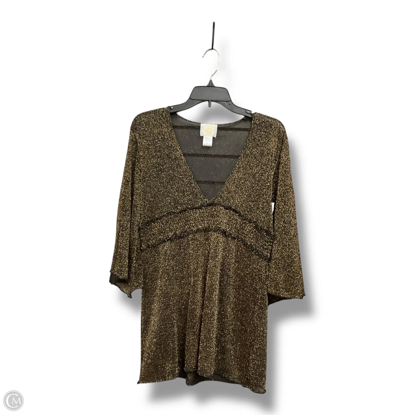 Tunic 3/4 Sleeve By Clothes Mentor In Gold, Size: L