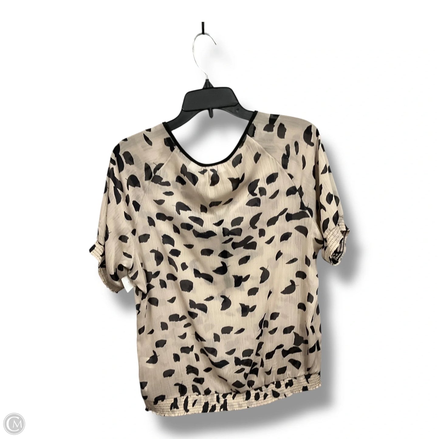 Top Short Sleeve By New York And Co In Black & Cream, Size: M