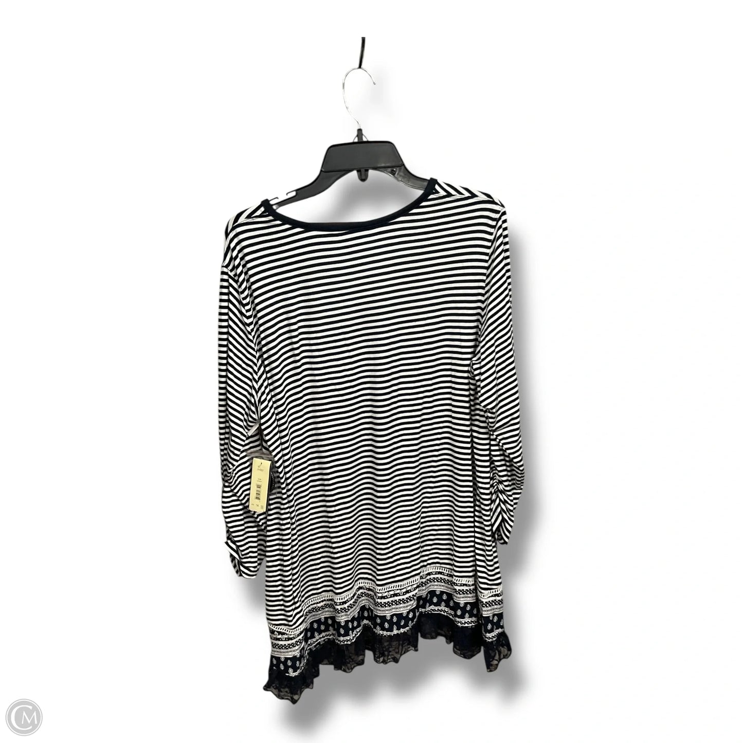 Top 3/4 Sleeve By Ali Miles In Striped Pattern, Size: 1x