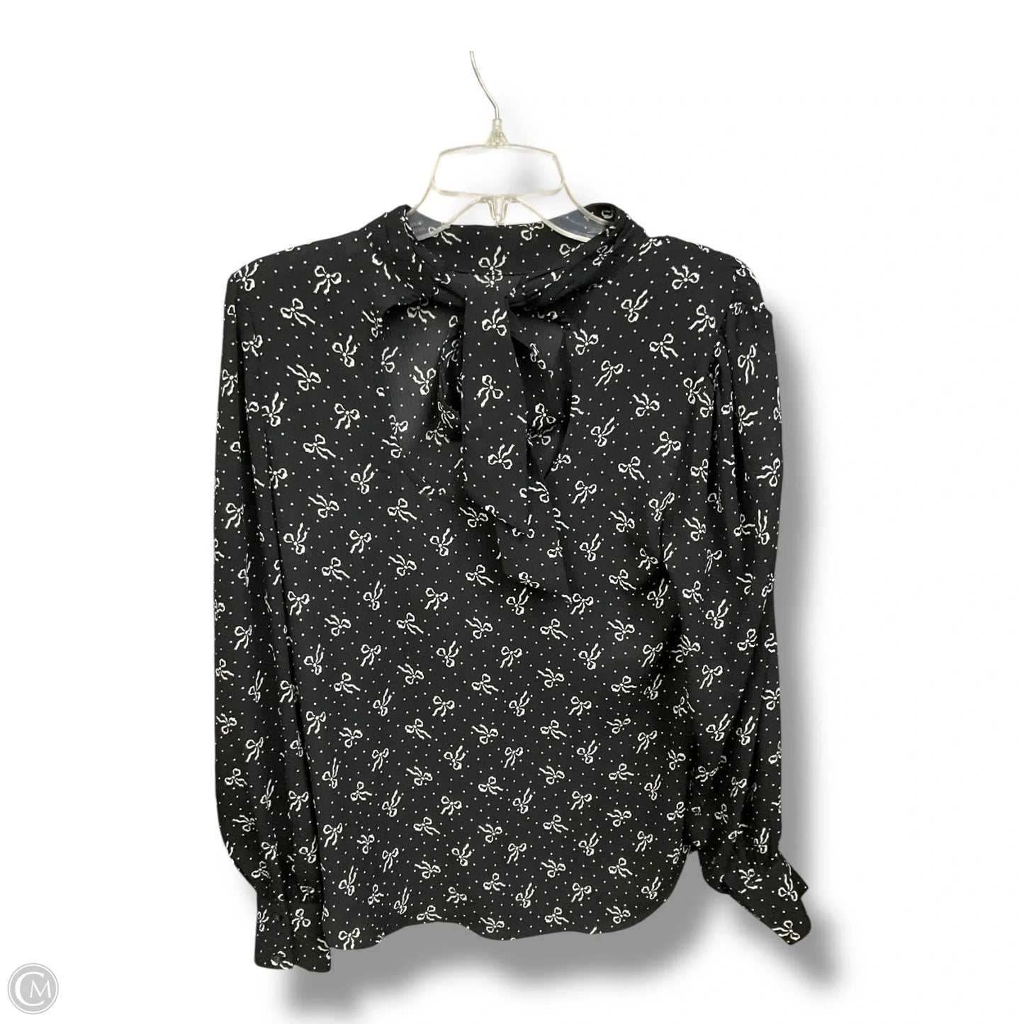 Blouse Long Sleeve By Loft In Black & White, Size: S