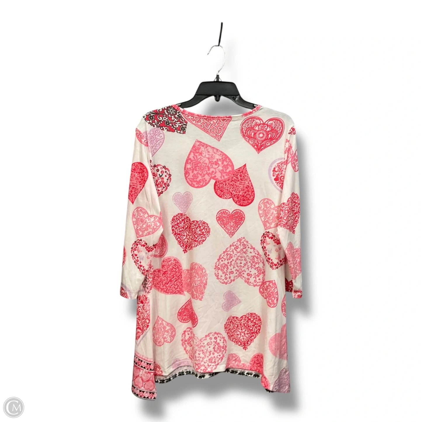 Tunic 3/4 Sleeve By Clothes Mentor In Pink & White, Size: M