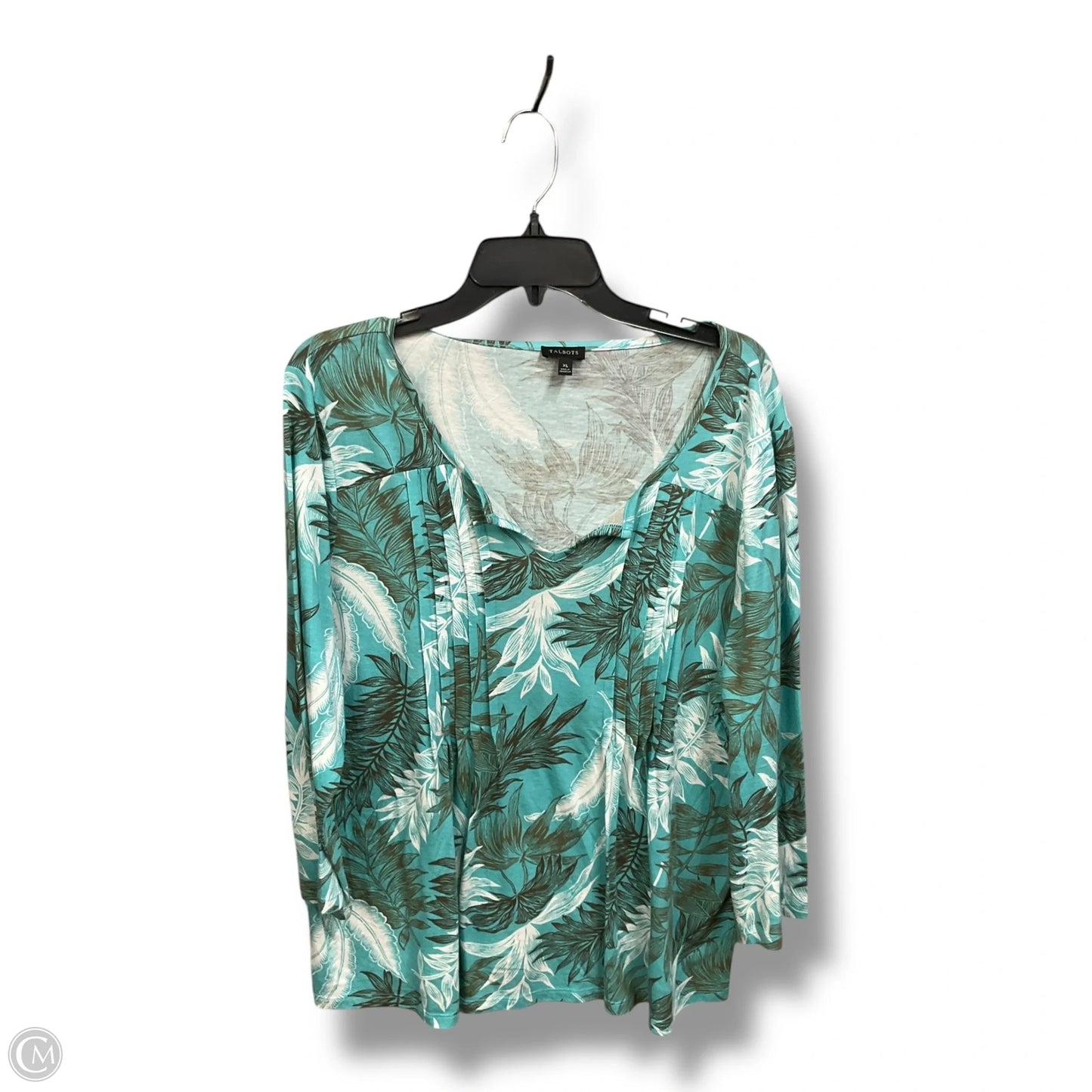 Top Long Sleeve By Talbots In Green, Size: Xl