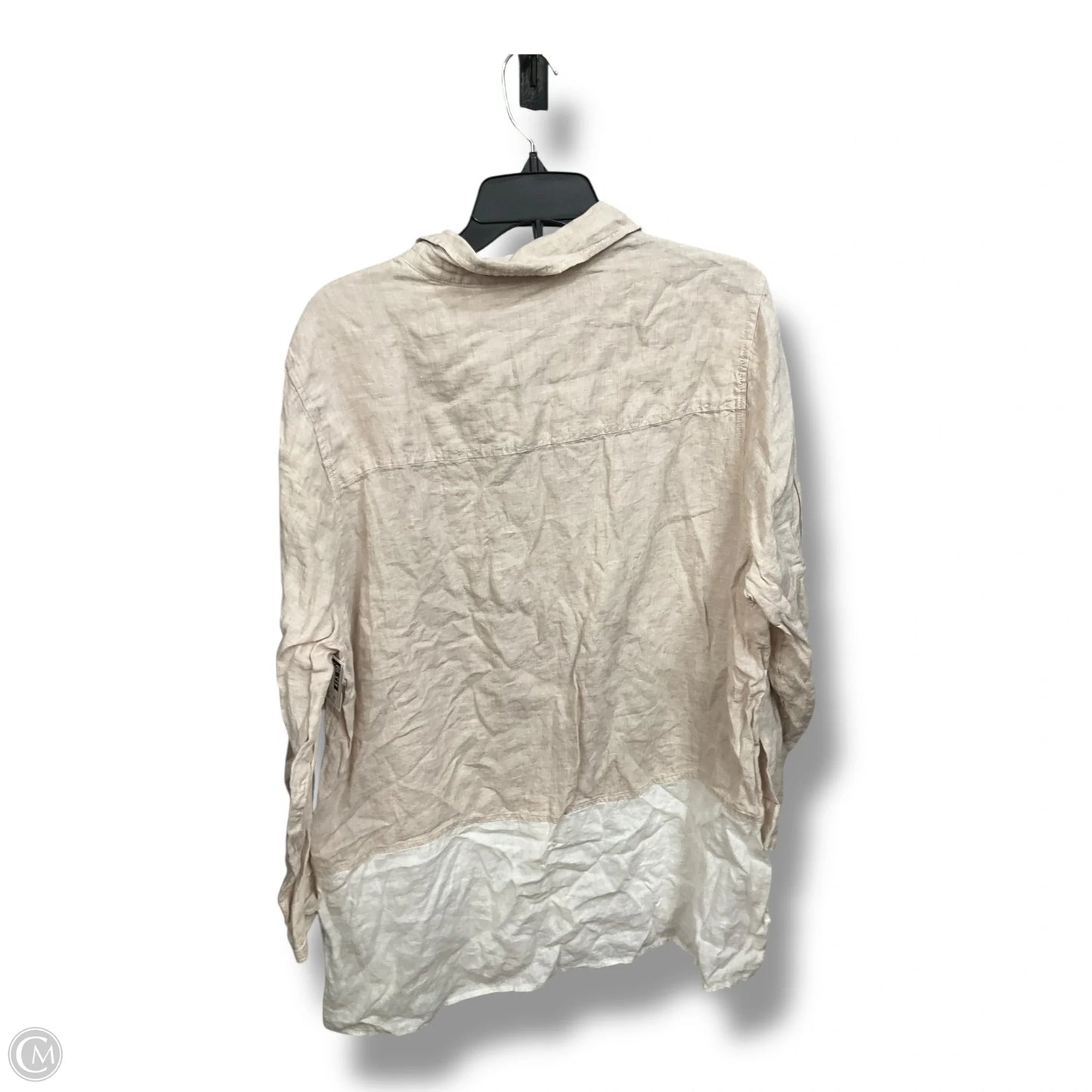 Top Long Sleeve By Tahari In Tan & White, Size: 2x